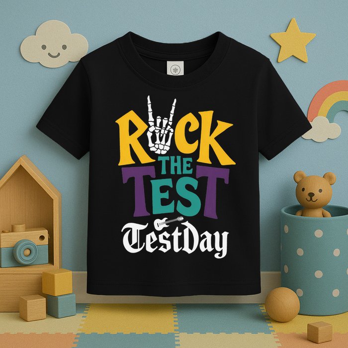 Rock The Test Testing Day Hand Skeleton Teacher Student Toddler T-Shirt