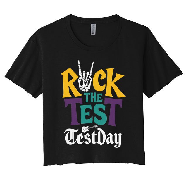 Rock The Test Testing Day Hand Skeleton Teacher Student Crop Top