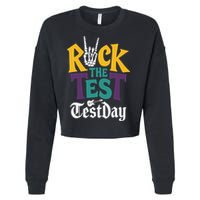 Rock The Test Testing Day Hand Skeleton Teacher Student Cropped Pullover Crew