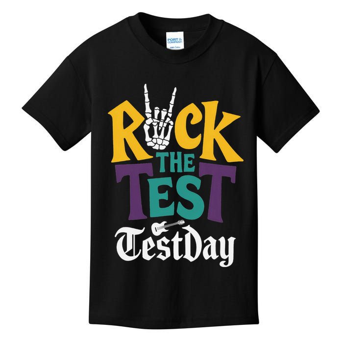 Rock The Test Testing Day Hand Skeleton Teacher Student Kids T-Shirt
