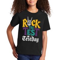 Rock The Test Testing Day Hand Skeleton Teacher Student Kids T-Shirt