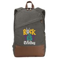 Rock The Test Testing Day Hand Skeleton Teacher Student Cotton Canvas Backpack