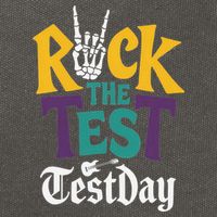 Rock The Test Testing Day Hand Skeleton Teacher Student Cotton Canvas Backpack