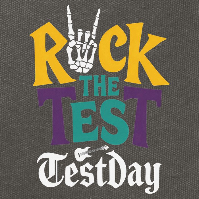 Rock The Test Testing Day Hand Skeleton Teacher Student Cotton Canvas Backpack