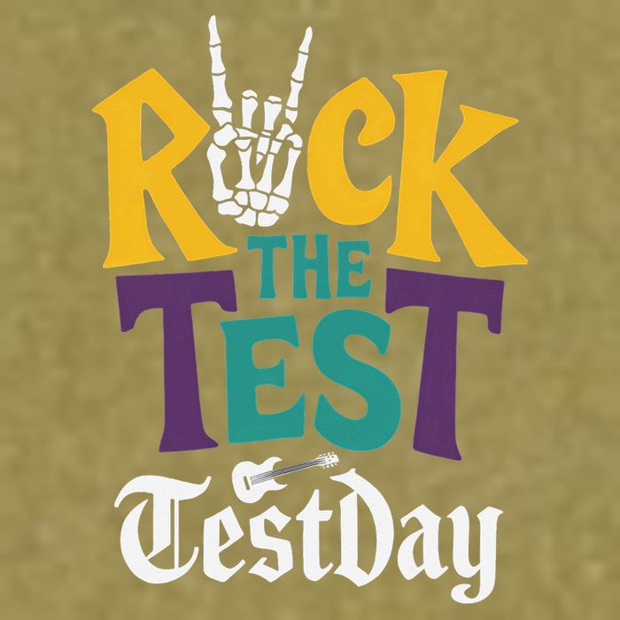 Rock The Test Testing Day Hand Skeleton Teacher Student Garment-Dyed Women's Muscle Tee