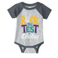 Rock The Test Testing Day Hand Skeleton Teacher Student Infant Baby Jersey Bodysuit