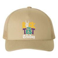 Rock The Test Testing Day Hand Skeleton Teacher Student Yupoong Adult 5-Panel Trucker Hat
