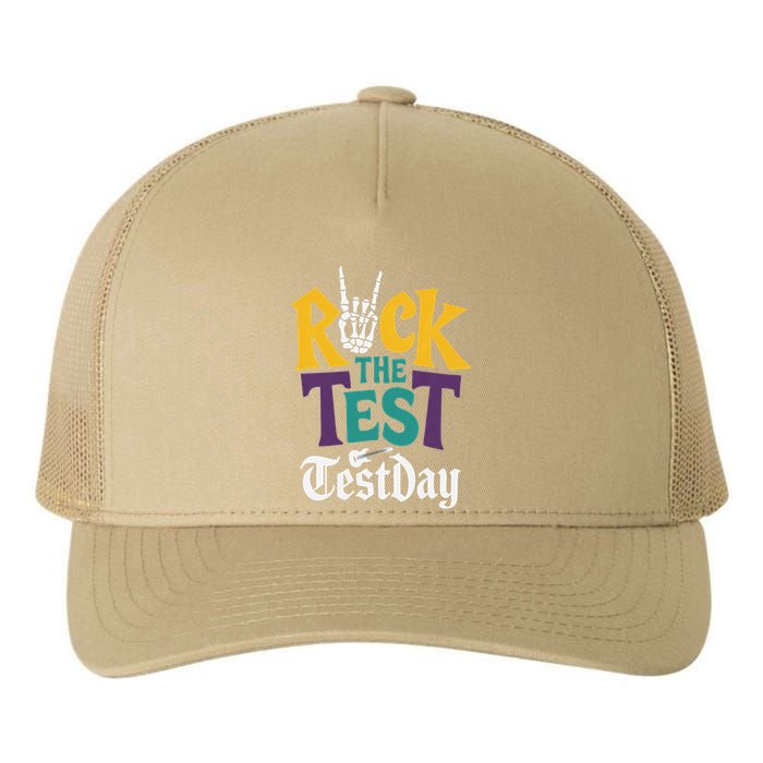 Rock The Test Testing Day Hand Skeleton Teacher Student Yupoong Adult 5-Panel Trucker Hat
