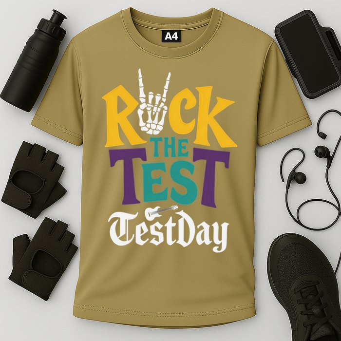 Rock The Test Testing Day Hand Skeleton Teacher Student Performance Shirt