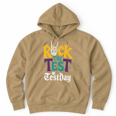 Rock The Test Testing Day Hand Skeleton Teacher Student Hoodie