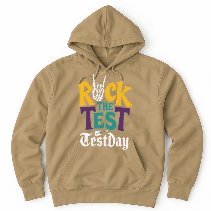 Rock The Test Testing Day Hand Skeleton Teacher Student Hoodie