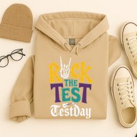 Rock The Test Testing Day Hand Skeleton Teacher Student Hoodie