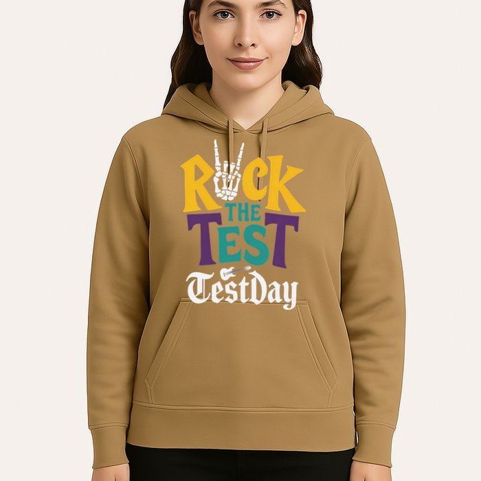Rock The Test Testing Day Hand Skeleton Teacher Student Hoodie