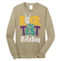 Rock The Test Testing Day Hand Skeleton Teacher Student Long Sleeve Shirt