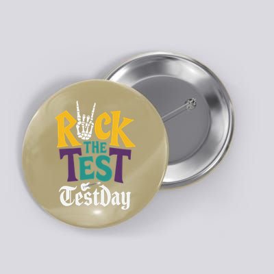 Rock The Test Testing Day Hand Skeleton Teacher Student Button