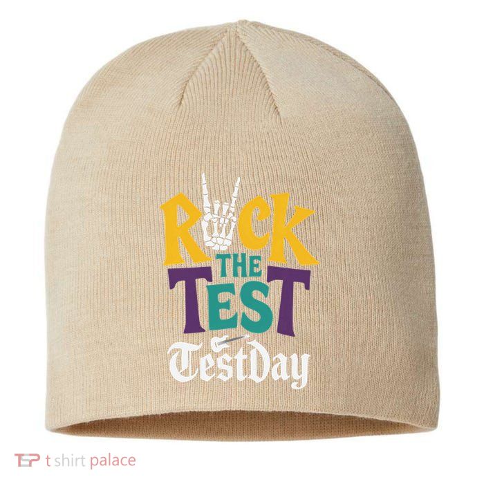 Rock The Test Testing Day Hand Skeleton Teacher Student Sustainable Beanie
