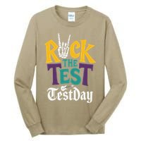 Rock The Test Testing Day Hand Skeleton Teacher Student Tall Long Sleeve T-Shirt
