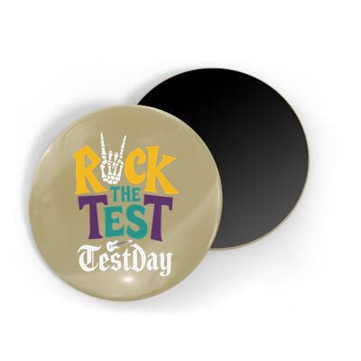 Rock The Test Testing Day Hand Skeleton Teacher Student Magnet