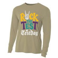 Rock The Test Testing Day Hand Skeleton Teacher Student Cooling Performance Long Sleeve Crew
