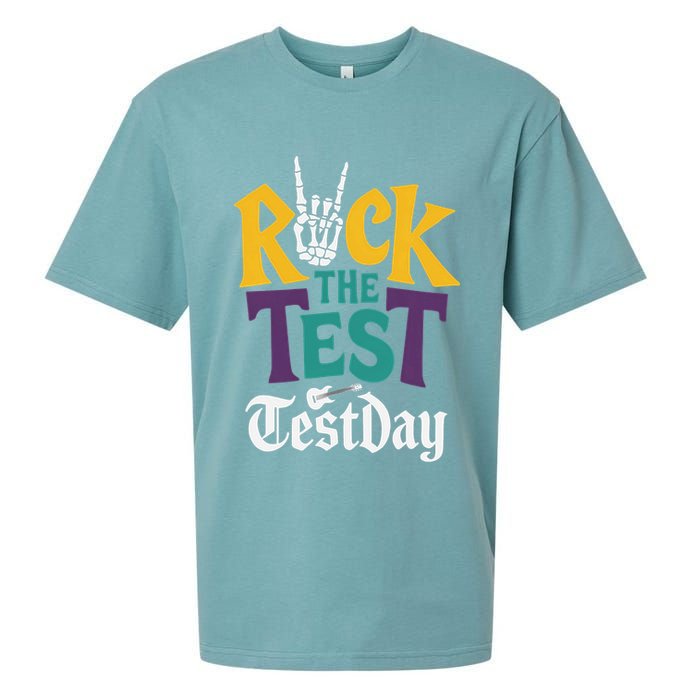 Rock The Test Testing Day Hand Skeleton Teacher Student Sueded Cloud Jersey T-Shirt