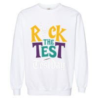 Rock The Test Testing Day Hand Skeleton Teacher Student Garment-Dyed Sweatshirt