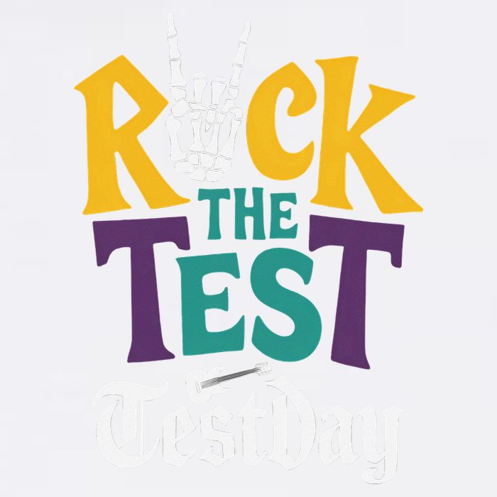 Rock The Test Testing Day Hand Skeleton Teacher Student Garment-Dyed Sweatshirt