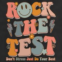Rock The Test Dont Stress Just Do Your Best Teacher Retro 7 Panel Mesh Trucker Snapback Hat