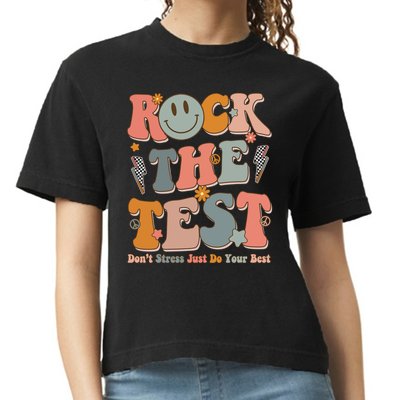 Rock The Test Dont Stress Just Do Your Best Teacher Retro Comfort Colors Boxy T-Shirt
