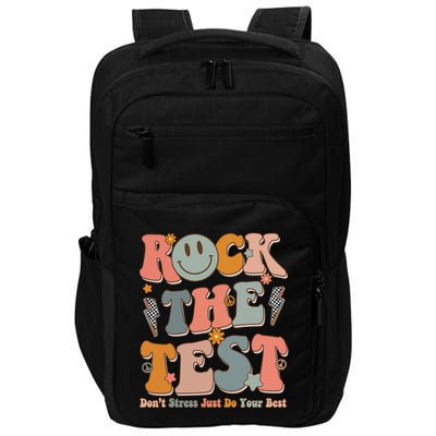 Rock The Test Dont Stress Just Do Your Best Teacher Retro Impact Tech Backpack