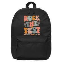 Rock The Test Dont Stress Just Do Your Best Teacher Retro 16 in Basic Backpack