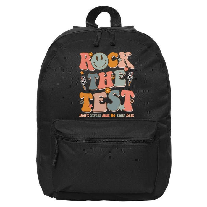 Rock The Test Dont Stress Just Do Your Best Teacher Retro 16 in Basic Backpack