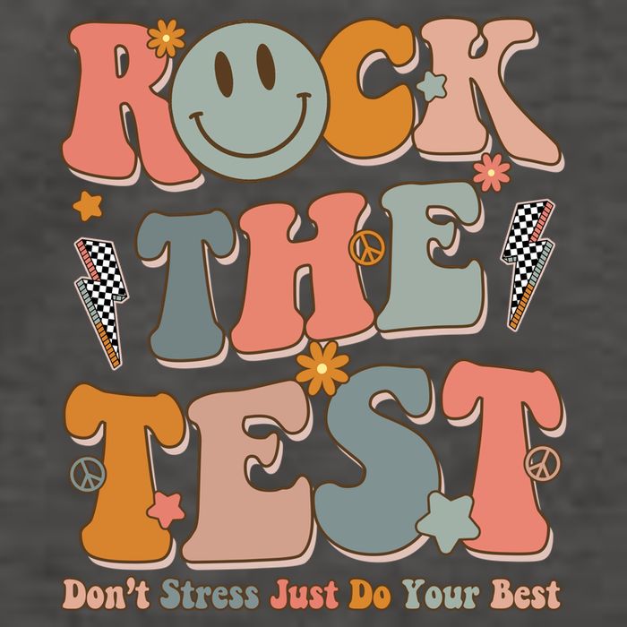 Rock The Test Dont Stress Just Do Your Best Teacher Retro Vector Backpack