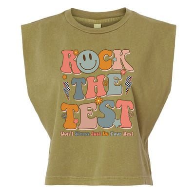 Rock The Test Dont Stress Just Do Your Best Teacher Retro Garment-Dyed Women's Muscle Tee