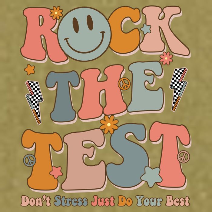 Rock The Test Dont Stress Just Do Your Best Teacher Retro Garment-Dyed Women's Muscle Tee