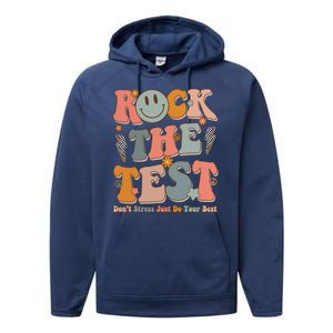 Rock The Test Dont Stress Just Do Your Best Teacher Retro Performance Fleece Hoodie