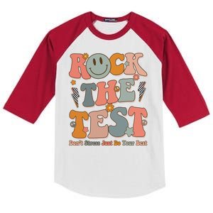 Rock The Test Dont Stress Just Do Your Best Teacher Retro Kids Colorblock Raglan Jersey