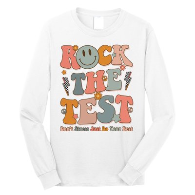 Rock The Test Dont Stress Just Do Your Best Teacher Retro Long Sleeve Shirt