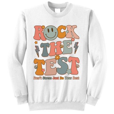 Rock The Test Dont Stress Just Do Your Best Teacher Retro Sweatshirt