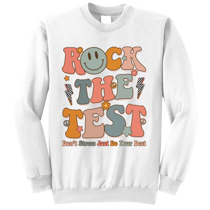 Rock The Test Dont Stress Just Do Your Best Teacher Retro Sweatshirt