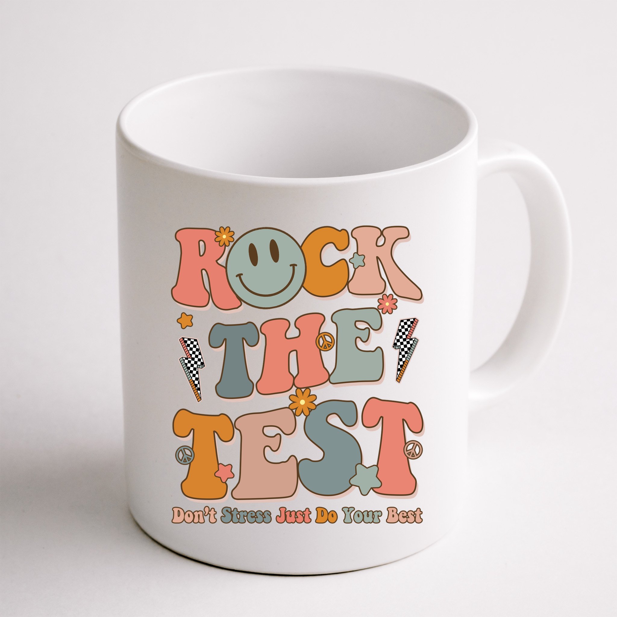 Rock The Test Dont Stress Just Do Your Best Teacher Retro Mug