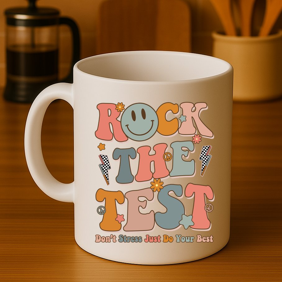 Rock The Test Dont Stress Just Do Your Best Teacher Retro Mug