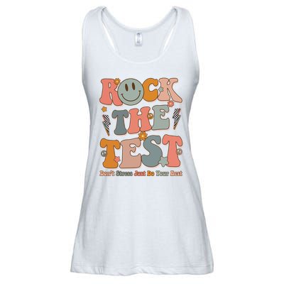 Rock The Test Dont Stress Just Do Your Best Teacher Retro Ladies Essential Flowy Tank