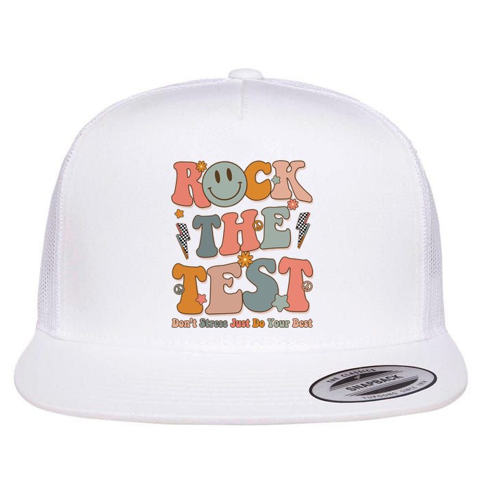 Rock The Test Dont Stress Just Do Your Best Teacher Retro Flat Bill Trucker Hat