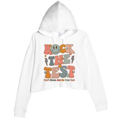 Rock The Test Dont Stress Just Do Your Best Teacher Retro Crop Fleece Hoodie