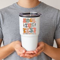 Rock The Test Dont Stress Just Do Your Best Teacher Retro Tumbler
