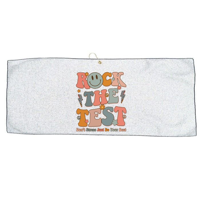 Rock The Test Dont Stress Just Do Your Best Teacher Retro Large Microfiber Waffle Golf Towel