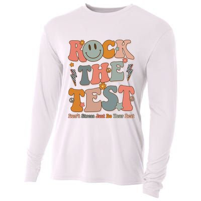 Rock The Test Dont Stress Just Do Your Best Teacher Retro Cooling Performance Long Sleeve Crew