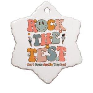 Rock The Test Dont Stress Just Do Your Best Teacher Retro Ceramic Star Ornament