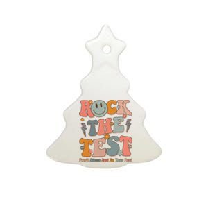 Rock The Test Dont Stress Just Do Your Best Teacher Retro Ceramic Tree Ornament