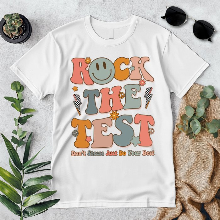 Rock The Test Dont Stress Just Do Your Best Teacher Retro Premium T-Shirt